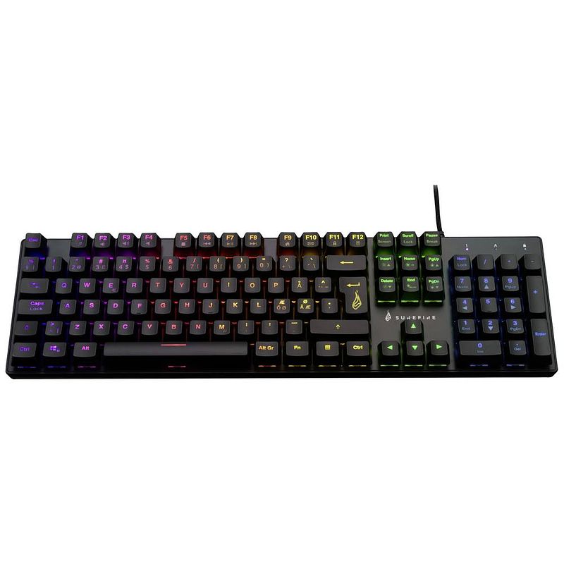 Foto van Surefire gaming kingpin m2 gaming-toetsenbord kabelgebonden, usb verlicht, multimediatoetsen qwerty, nordic zwart