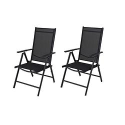 Foto van 4goodz set 2 stuks lichtgewicht campingstoelen 8 standen - zwart