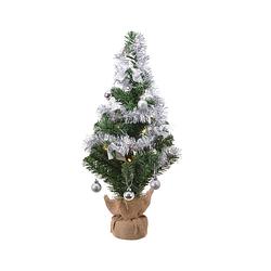 Foto van Everlands - mini kerstboom tafelboom mini d-h-z boom h60 cm-20l groen/zilver