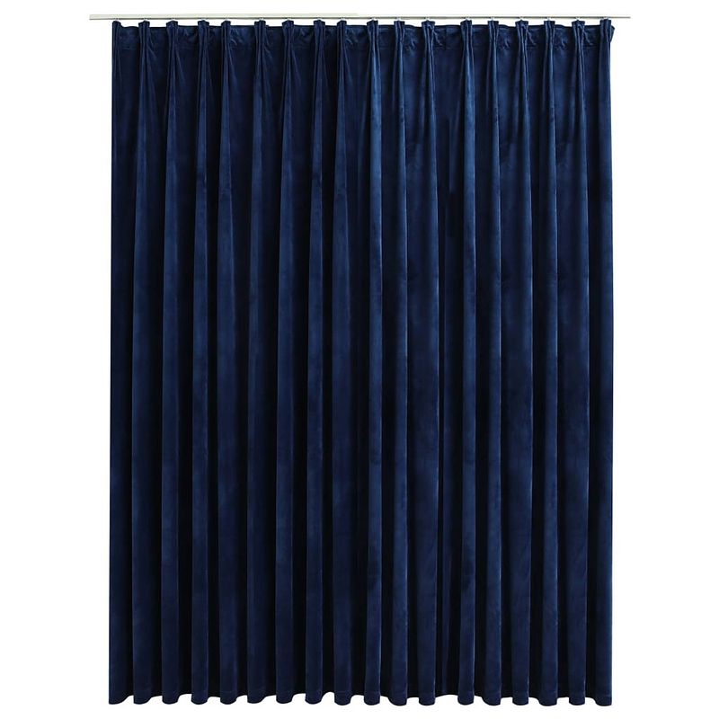 Foto van The living store fluwelen gordijn - donkerblauw - 290 x 245 cm - 100% polyester