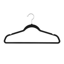 Foto van Nordix kledinghangers - set 48 stuks - zwart - vilten - velvet - anti slip - kleerhangers