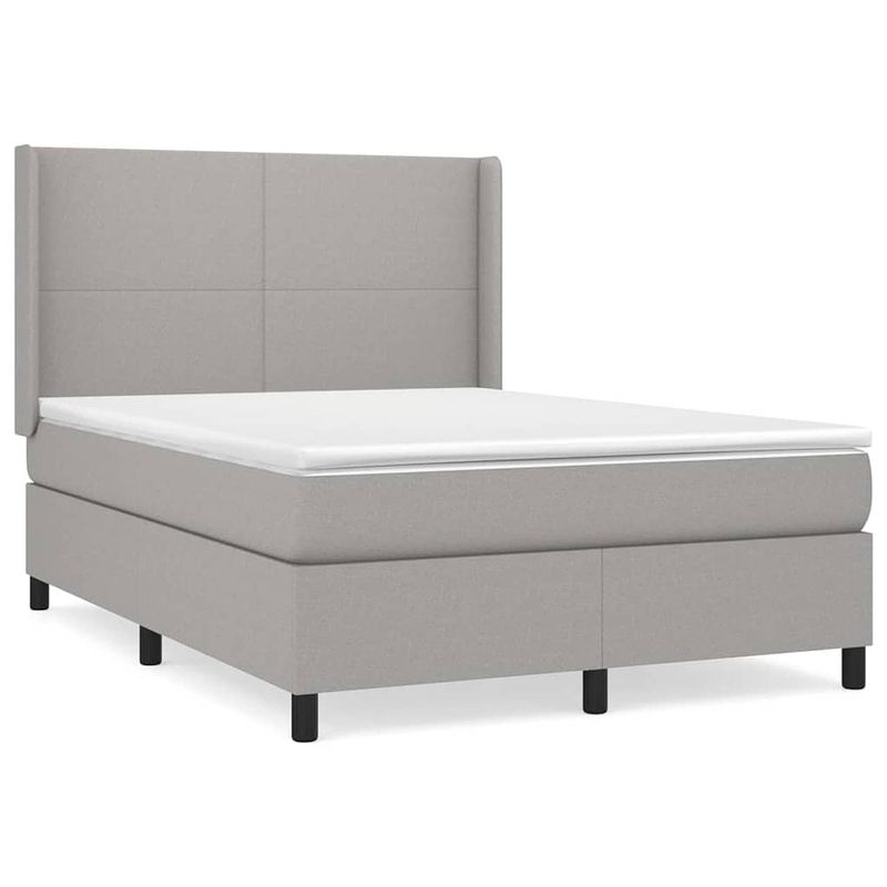 Foto van The living store boxspringbed - lichtgrijs - 203x147x118/128 cm - pocketvering matras - middelharde ondersteuning -