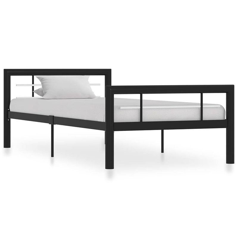 Foto van Vidaxl bedframe metaal zwart en wit 100x200 cm