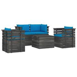 Foto van Vidaxl 5-delige loungeset met kussens pallet massief grenenhout