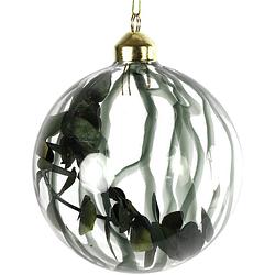 Foto van Tom kerstbal minoa blaadjes 12 cm glas groen