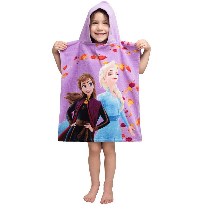 Foto van Disney frozen poncho / badcape leaves - 50 x 115 cm - katoen