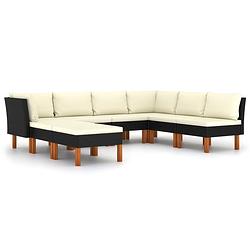 Foto van Vidaxl 8-delige loungeset met kussens poly rattan zwart