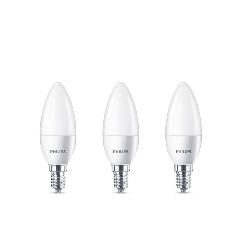 Foto van Philips led kaars - e14 mat - 25w - warm wit licht - 3 stuks