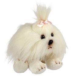 Foto van Suki gifts pluche knuffeldier hond - shih tzu - wit - 13 cm - huisdieren thema - knuffel huisdieren