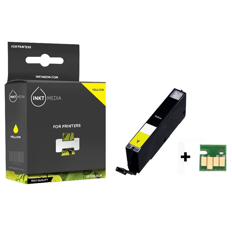 Foto van Inktmedia® -navulinkt - geschikt canon cli-581 xxl ye inktcartridge geel hoge capaciteit - navul inkt - refill inkt