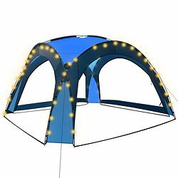 Foto van Vidaxl partytent met led en 4 zijwanden 3,6x3,6x2,3 m blauw