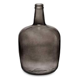 Foto van Bloemenvaas - flessen model - glas - grijs transparant - 22 x 39 cm - vazen
