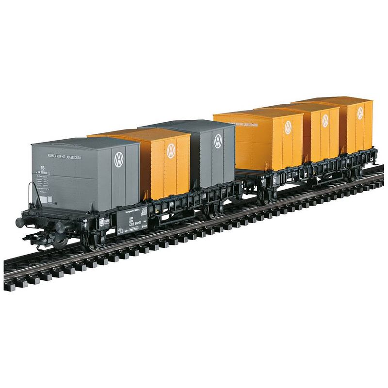 Foto van Märklin 46661 h0 containertransportwagenstel laabs van de db