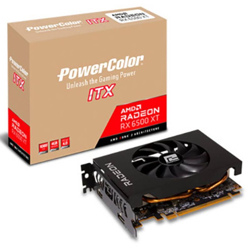 Foto van Powercolor videokaart amd radeon rx 6500 xt itx 4 gb gddr6-sdram pcie hdmi, displayport