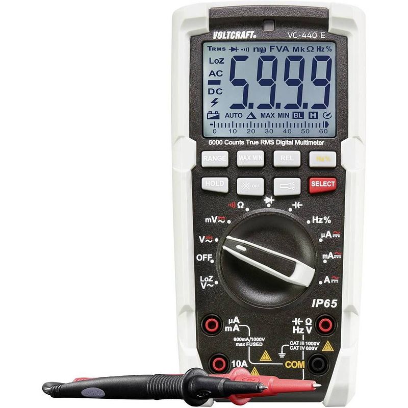 Foto van Voltcraft vc-440 e multimeter digitaal sproeidicht (ip65) cat iii 1000 v, cat iv 600 v weergave (counts): 6000