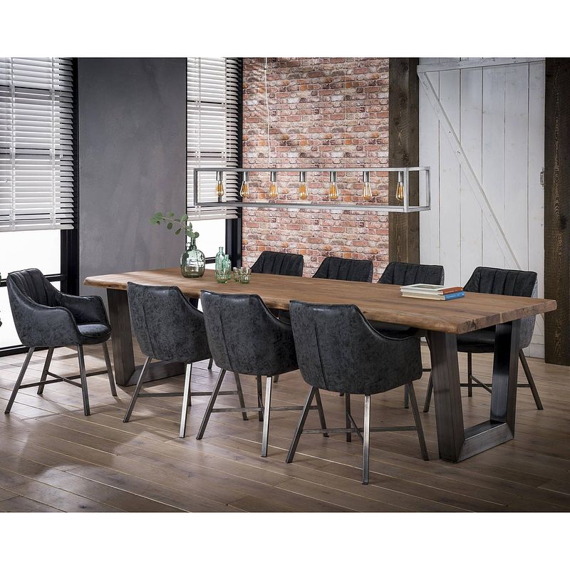 Foto van Hoyz - eetkamertafel - stam - zwart rvs onderstel - 300x100x77