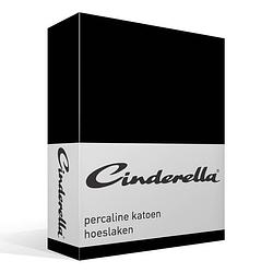 Foto van Cinderella basic percaline katoen hoeslaken - 100% percaline katoen - lits-jumeaux (180x220 cm) - black