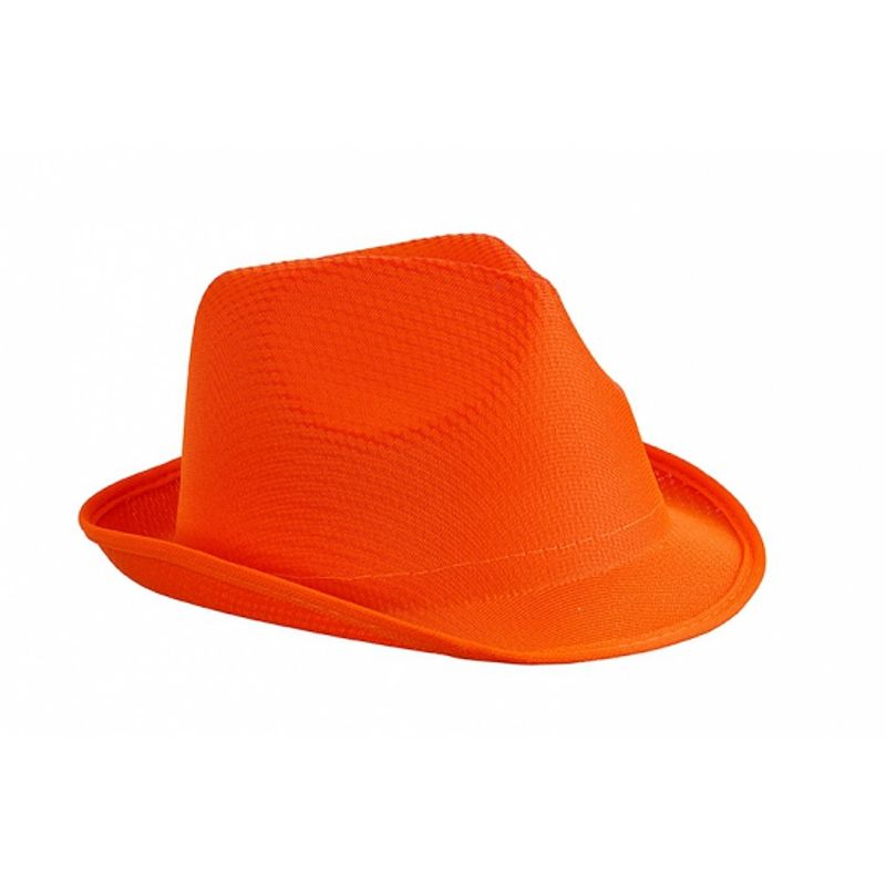 Foto van Trilby feesthoedje oranje voor volwassenen - verkleedhoofddeksels