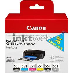 Foto van Canon cli-551 6-pack zwart en kleur cartridge