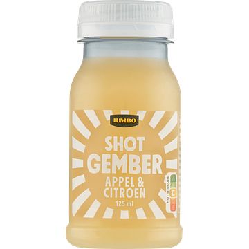 Foto van 3 voor € 2,00 | jumbo gember (9%) shot met appelsap mild 125ml aanbieding bij jumbo