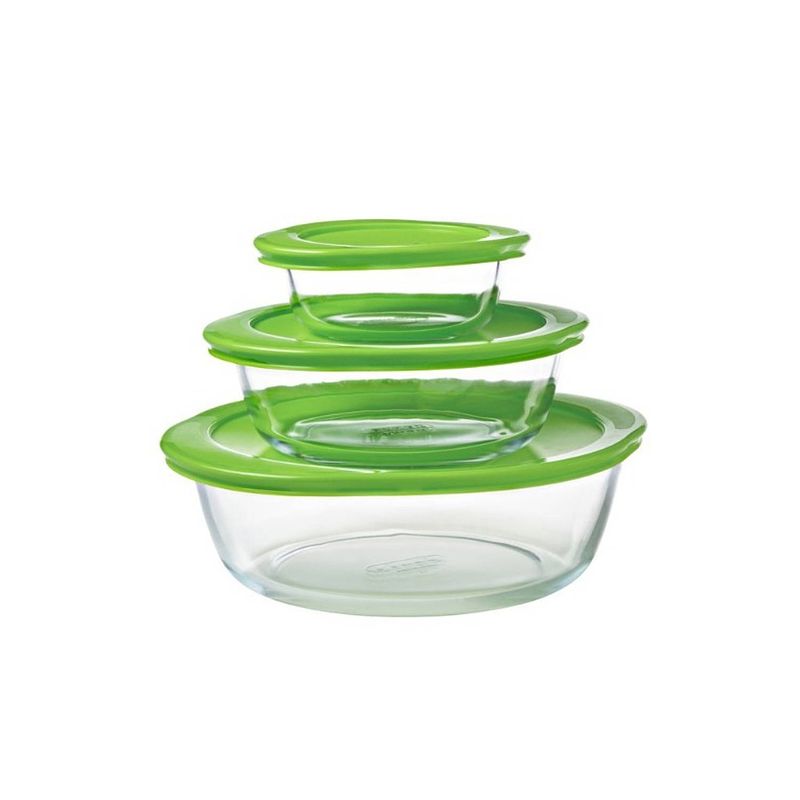 Foto van Cook & store ronde ovenschaal met deksel - set van 3 stuks - glas - pyrex