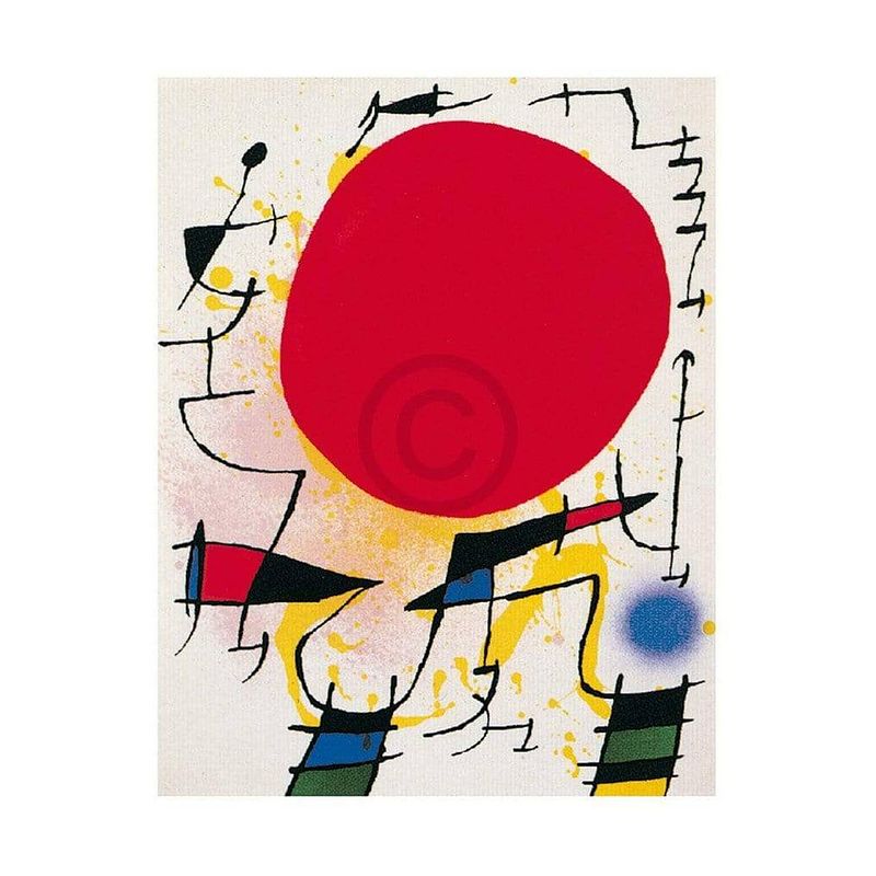 Foto van Joan miro - le soleil rouge kunstdruk 40x50cm