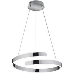 Foto van Led hanglamp - hangverlichting - trion prigon - 37w - natuurlijk wit 4000k - dimbaar - rond - glans chroom - aluminium