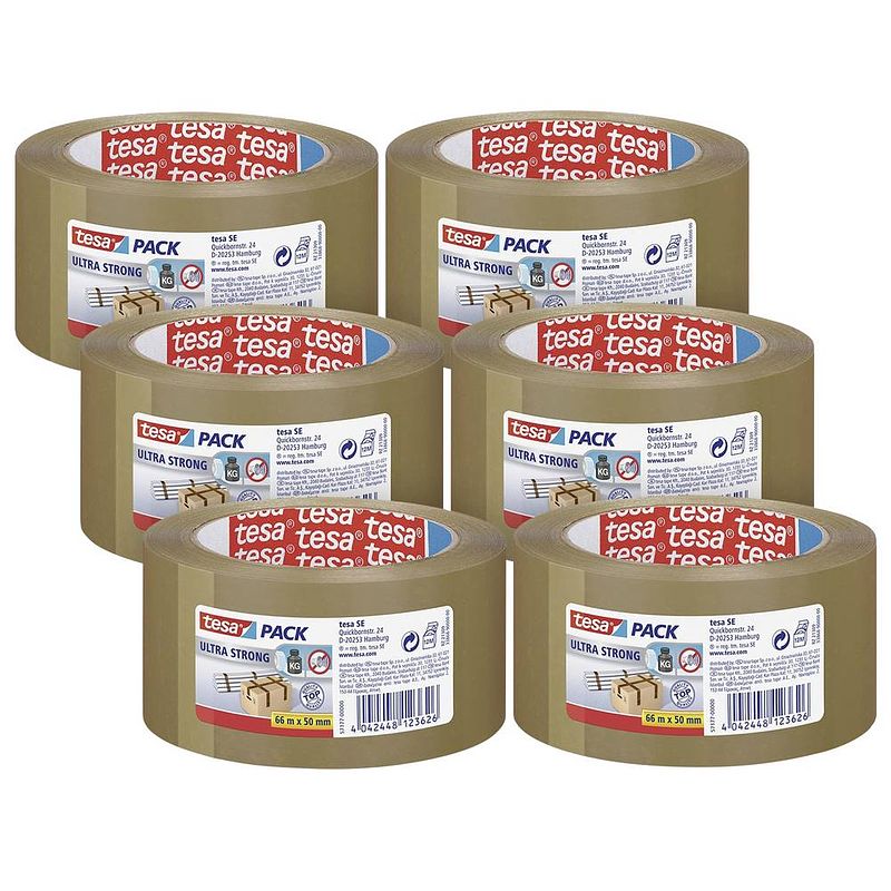 Foto van Tesa ultra strong 57177 pakband bruin (l x b) 66 m x 50 mm 6 stuk(s)