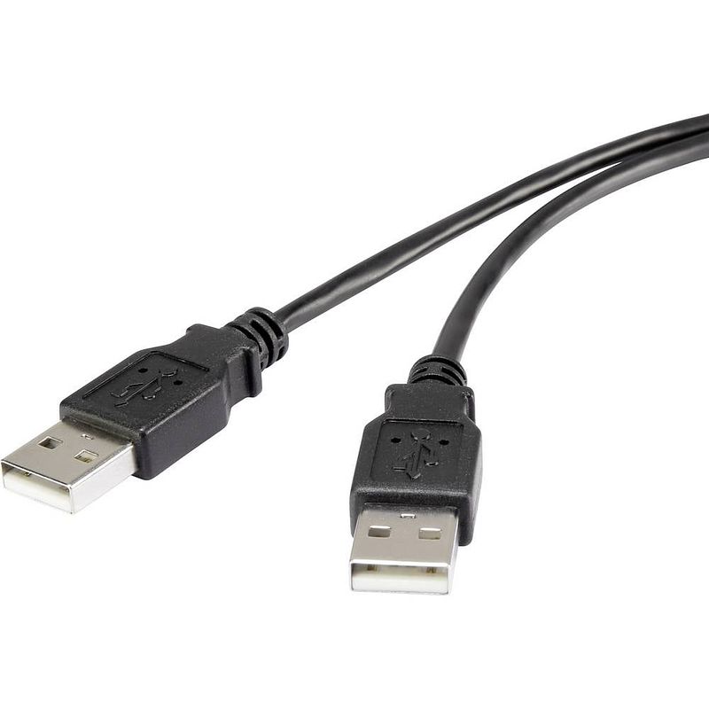 Foto van Renkforce usb-kabel usb 2.0 usb-a stekker, usb-a stekker 3.00 m zwart vergulde steekcontacten rf-4463046