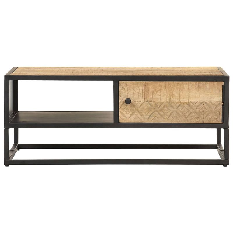 Foto van The living store houten salontafel - industriële stijl - mangohout - 90x55x36 cm