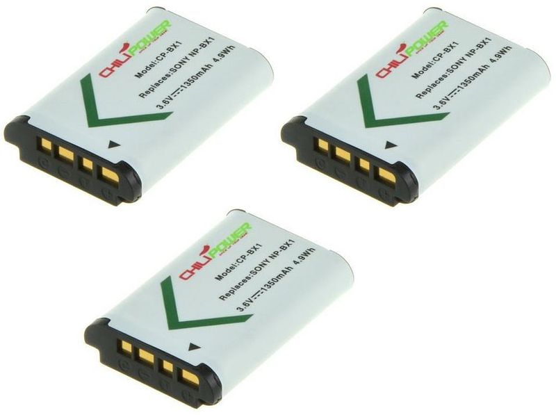 Foto van Chilipower np-bx1 accu voor sony - 1350mah - 3-pack