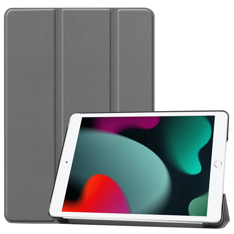 Foto van Basey ipad 10.2 2020 hoes book case hoesje - ipad 10.2 2020 hoesje hard cover case hoes - grijs