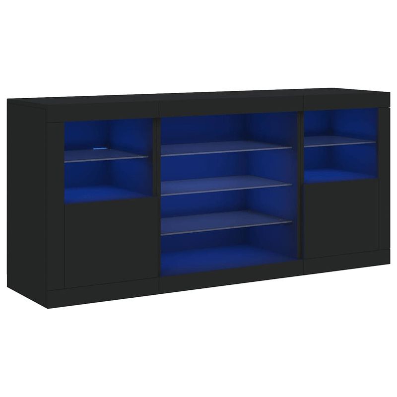 Foto van Vidaxl dressoir met led-verlichting 142,5x37x67 cm zwart