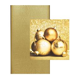 Foto van Kerst thema tafelkleed/tafellaken met servetten set goud - tafellakens