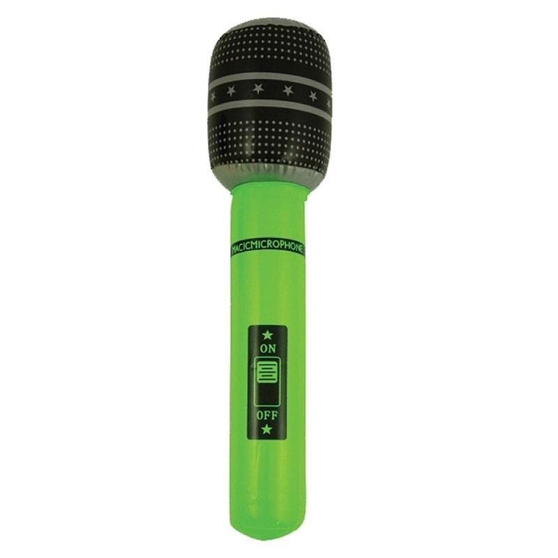 Foto van Neon groene opblaasbare microfoon 40 cm - opblaasfiguren