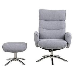 Foto van Relaxfauteuil moland - stof - lichtgrijs (incl. voetenbank) - leen bakker