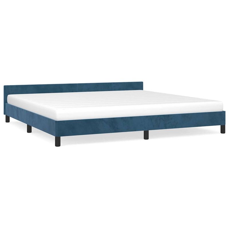 Foto van Vidaxl bedframe met hoofdeinde fluweel donkerblauw 200x200 cm