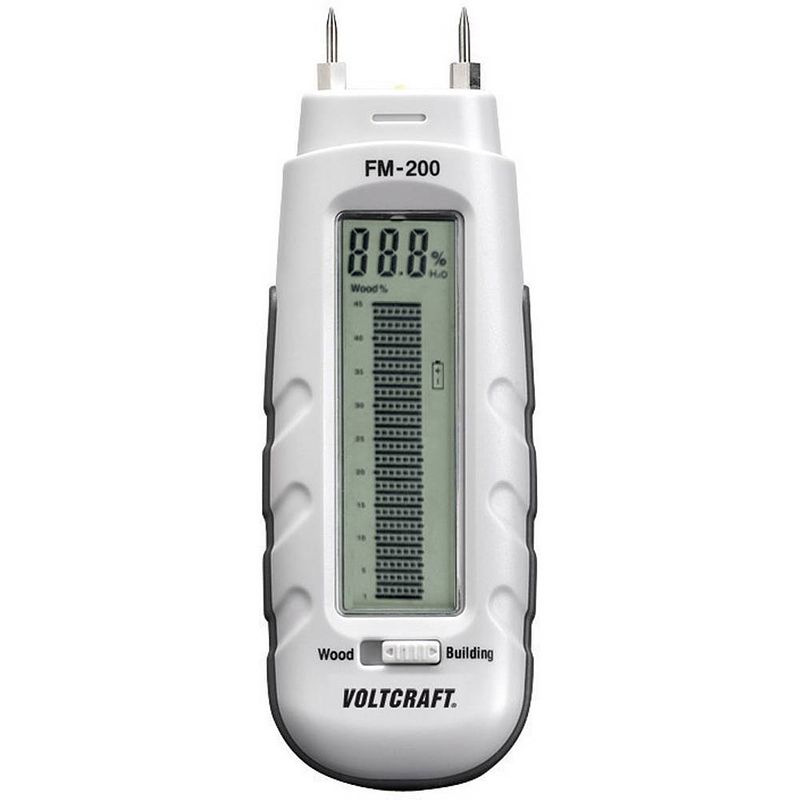 Foto van Voltcraft fm-200 materiaalvochtmeter meetbereik bouwvochtigheid 0.2 tot 2 %vol. meetbereik houtvochtigheid (bereik) 6 tot 44 %vol.