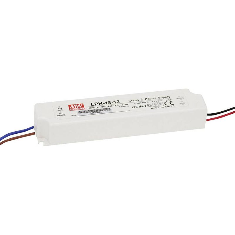 Foto van Mean well lph-18-24 led-driver, led-transformator constante spanning, constante stroomsterkte 18 w 0 - 0.75 a 24 v/dc niet dimbaar, overbelastingsbescherming