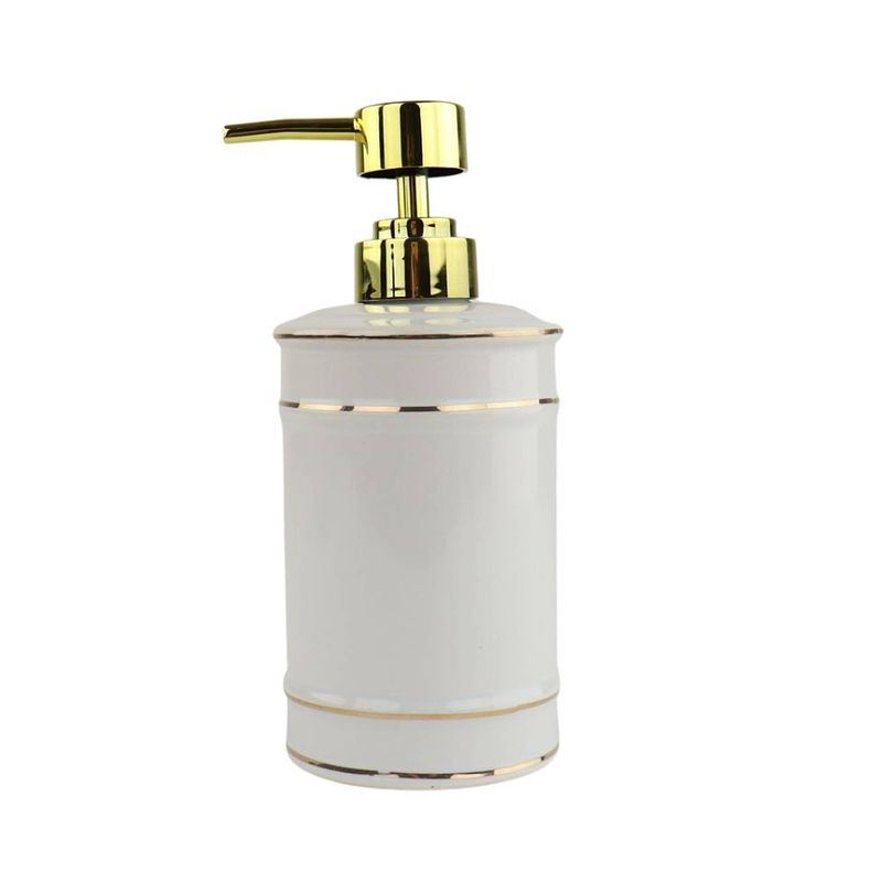 Foto van Orange85 zeeppompje - zeepdispenser - wit en goud - 450ml - keramiek - badkamer