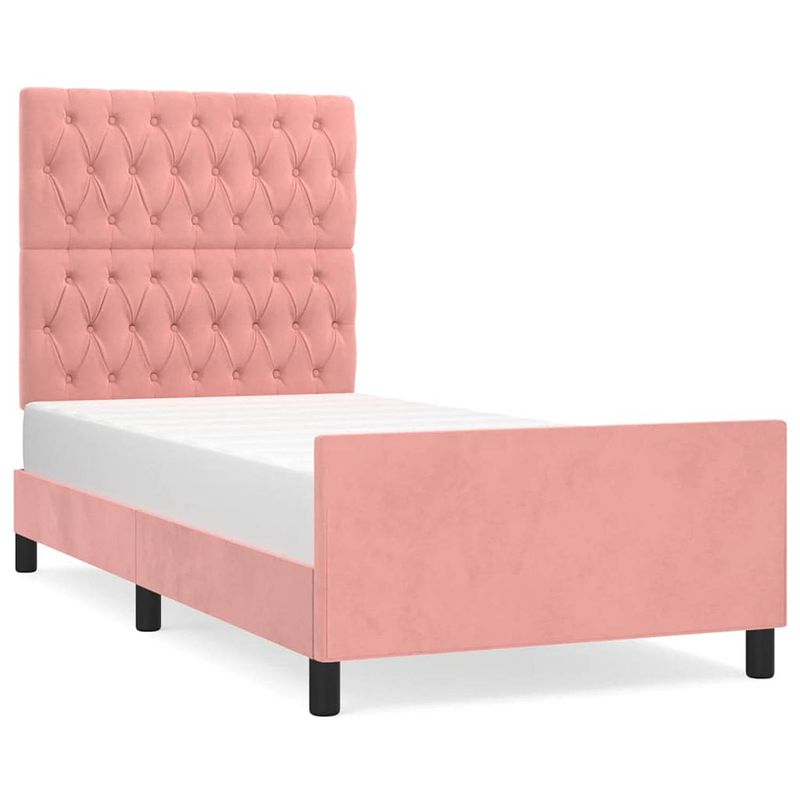 Foto van Vidaxl bedframe met hoofdeinde fluweel roze 100x200 cm