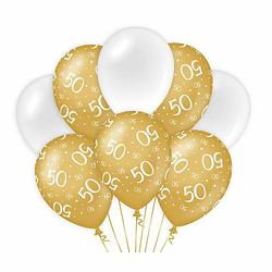 Foto van Paperdreams 50 jaar leeftijd thema ballonnen - 24x - goud/wit - verjaardag feestartikelen - ballonnen