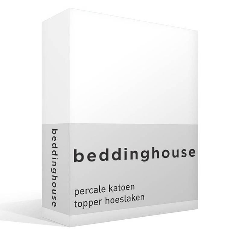 Foto van Beddinghouse percale katoen topper hoeslaken - 100% percale katoen - lits-jumeaux (180x200 cm) - white