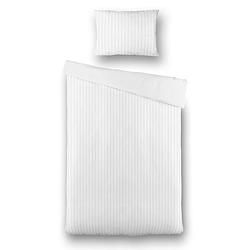 Foto van Presence satijnstreep - wit dekbedovertrek 1-persoons (140 x 200/220 cm + 1 kussensloop) dekbedovertrek