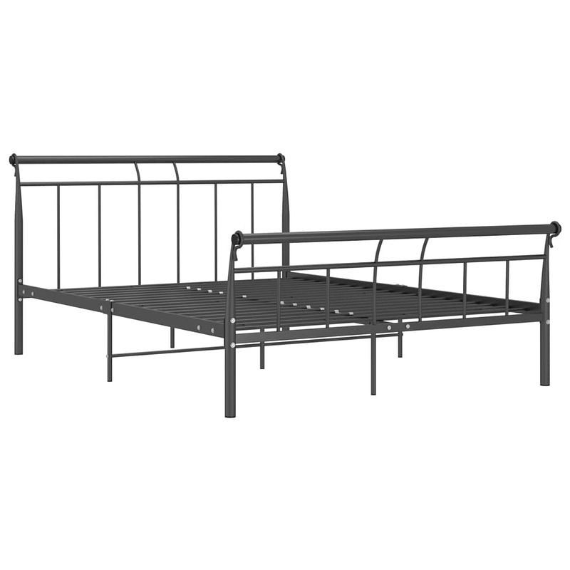 Foto van The living store klassiek bedframe - metaal - 221 x 148 x 90 cm - zwart - matras niet inbegrepen