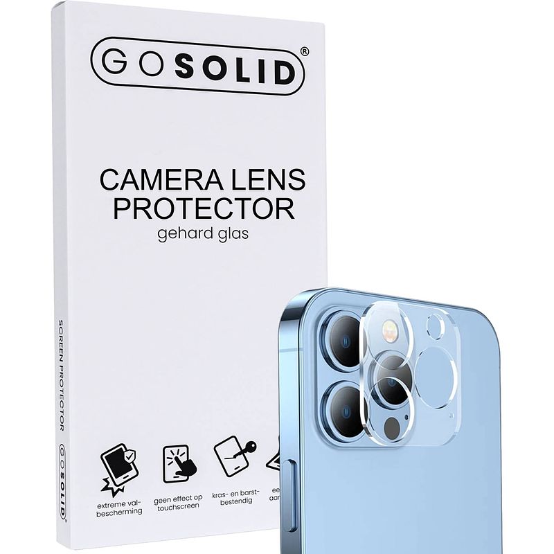 Foto van Go solid! apple iphone 12 pro max camera lens protector gehard glas