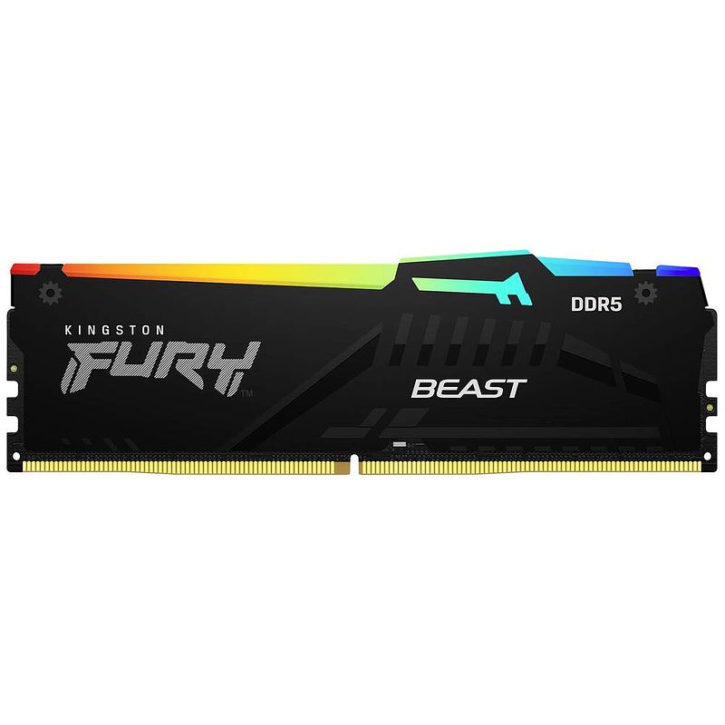 Foto van Kingston fury beast rgb werkgeheugenmodule voor pc ddr5 16 gb 1 x 16 gb non-ecc 6000 mhz 288-pins dimm cl40 kf560c40bba-16