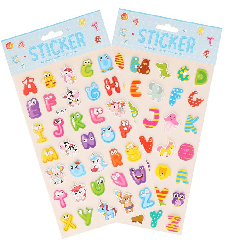 Foto van Stickervelletjes - 2x - 34 sticker letters a-z - gekleurd - alfabet - stickers