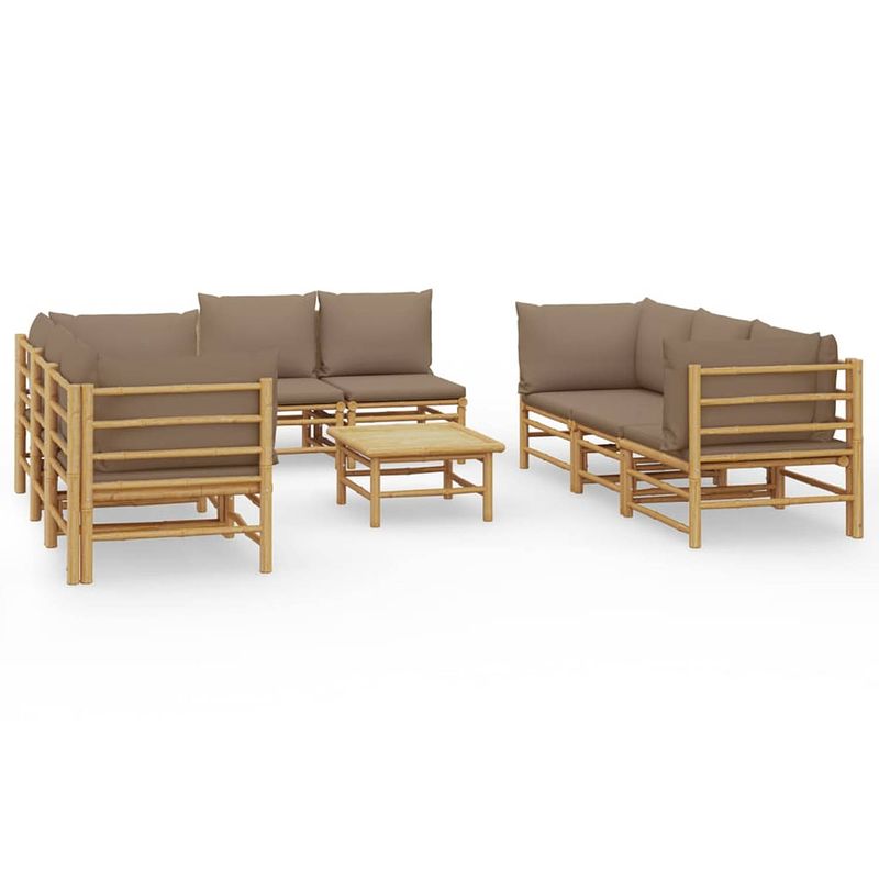 Foto van Vidaxl 9-delige loungeset met kussens bamboe taupe