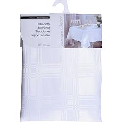 Foto van Wit tafelkleed/tafellaken van stof 150 x 220 cm - tafellakens